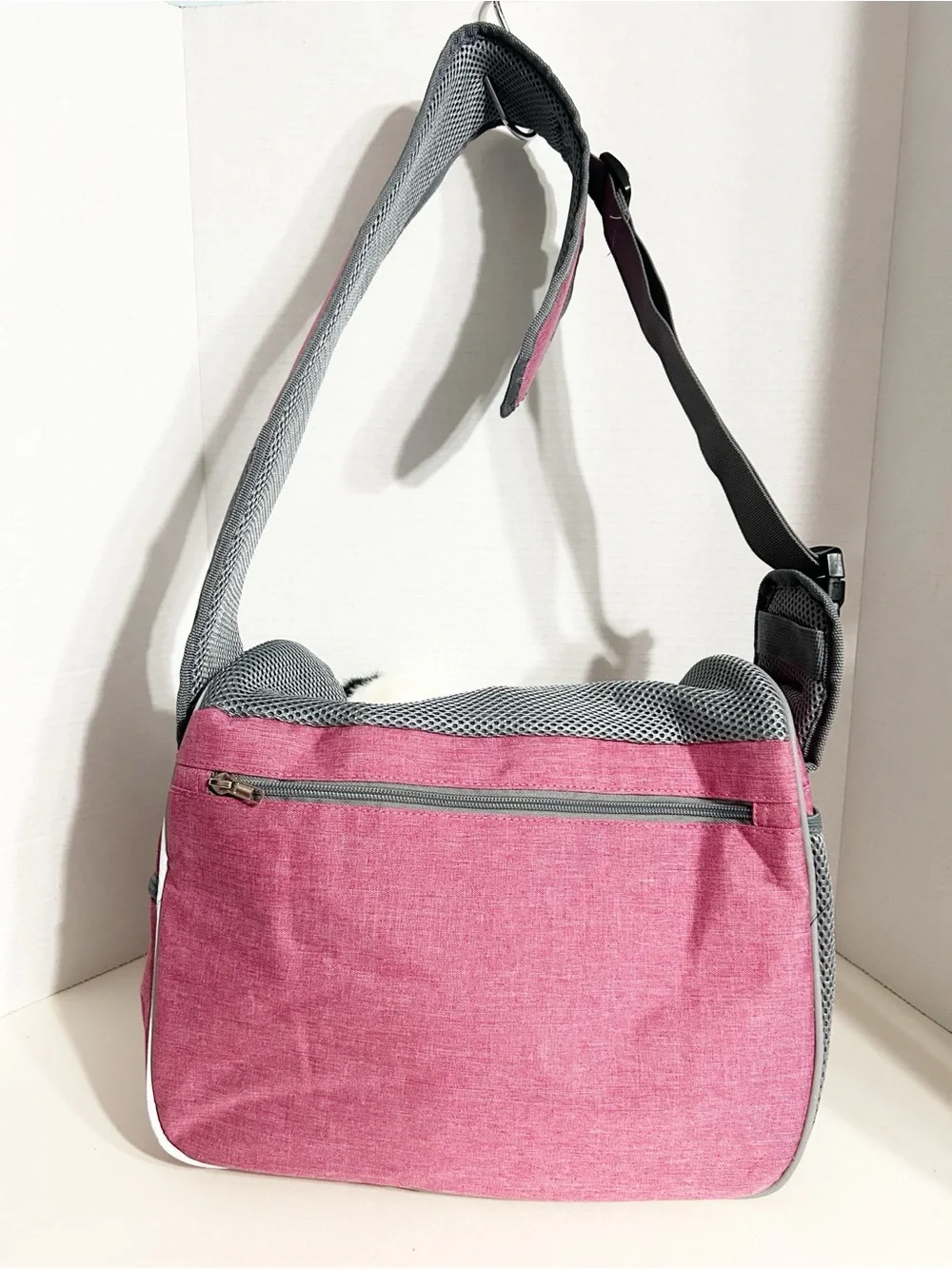Petami Pet Sling Carrier Pink Gray Soft-Sided Shoulder Pet Carrier Up to 10 lbs